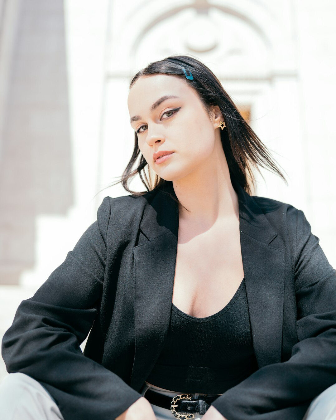Professional portrait of a confident woman in a blazer